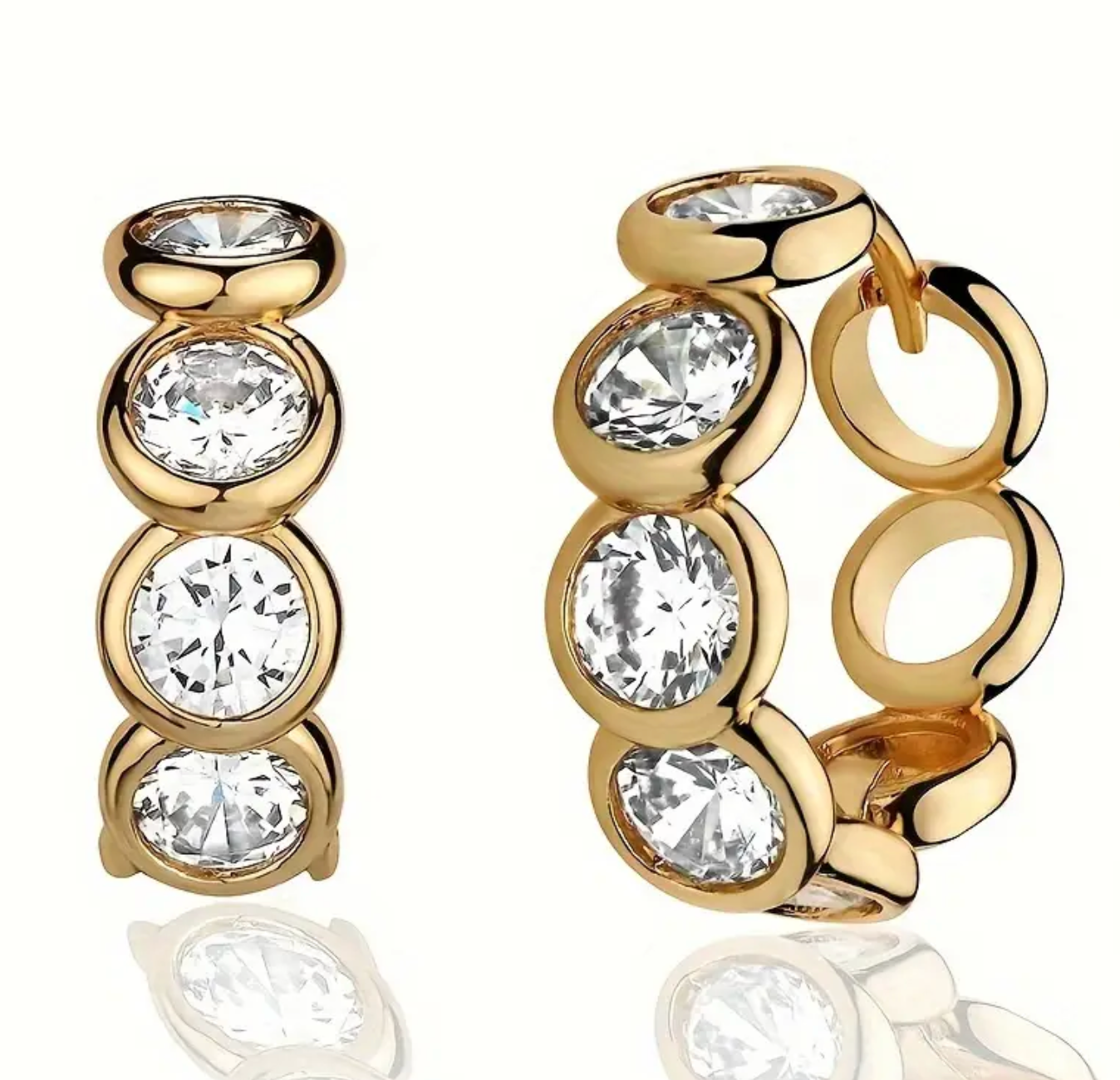 Everly Yours - Wholesale Hoop Earrings - Nora 14K Gold Bezel Diamond Hoops 1