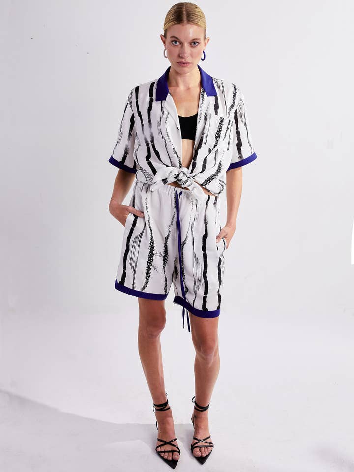 Amy Page DeBlasio - Wholesale Button Down Shirt - Men's - Button-Down Shirt in Custom Print Tencel
