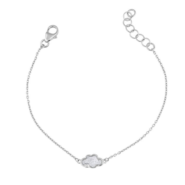 Pearlised Enamel Cloud Bracelet with Diamond 14-16cm for wholesale by Gecko Jewellery