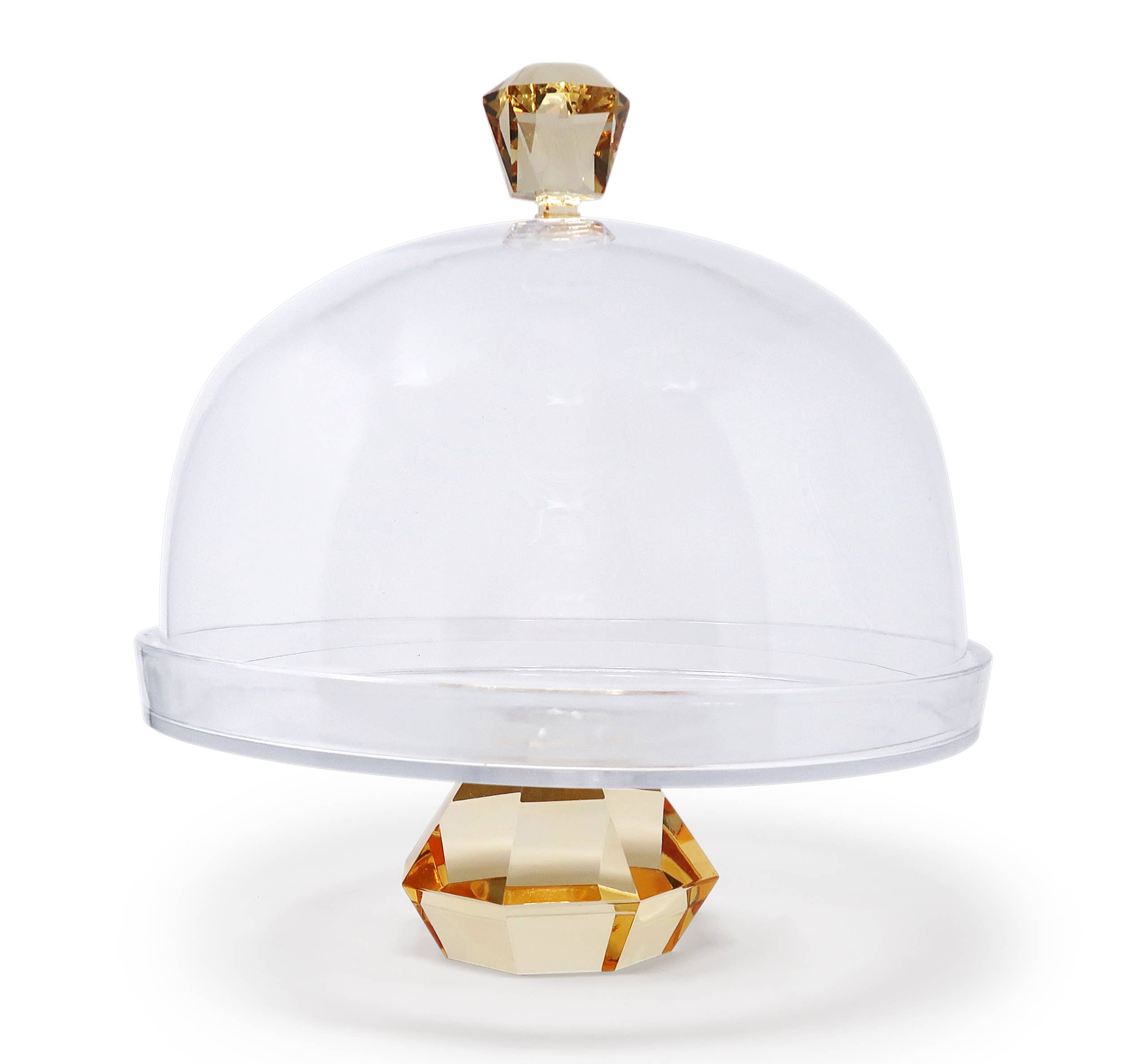 VIVIENCE - Wholesale Cake Stand - Glass Cake Dome with Colored Diamond Base and Knob, 13"D11