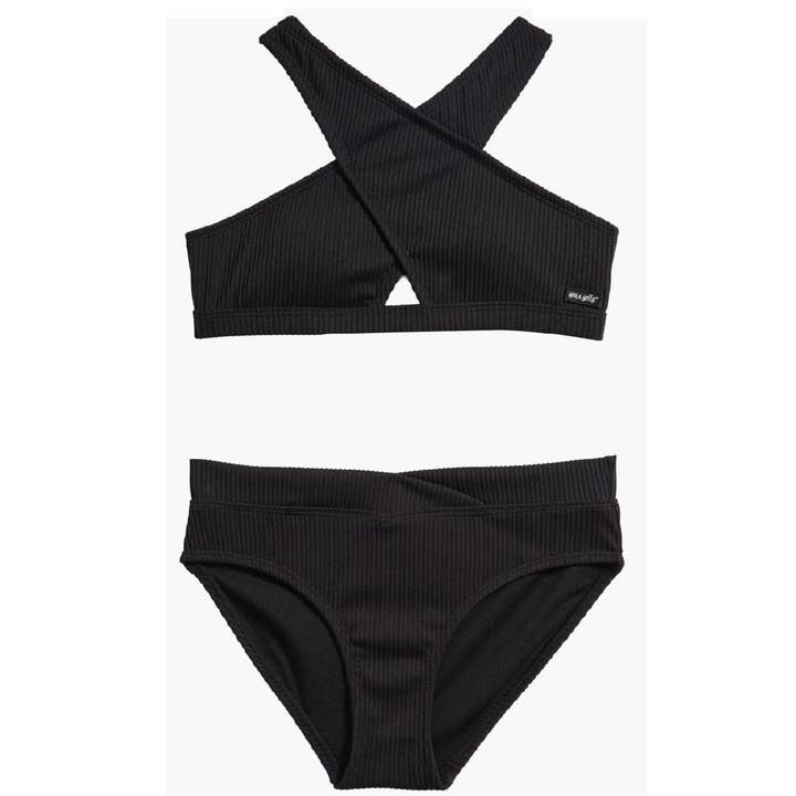 Tween Cross Front Two-Piece Swimsuit for wholesale by Ava & Yelly