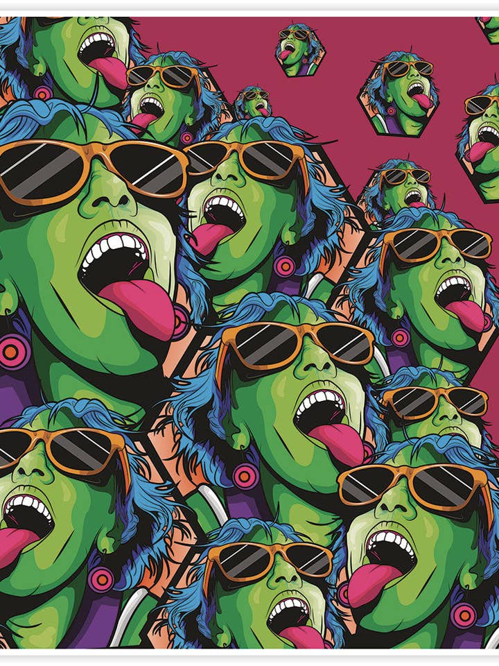 Rave-Mädchen-Vektor-Illustration drucken für den Großhandel von The Underdog Print Shop