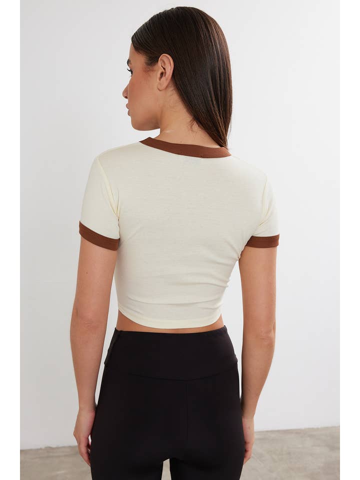 VAV NEW YORK - Wholesale Screen Printed T-Shirt - Women's - Women's Heart Printed Cropped T-Shirt Crop Top Heart Printed2