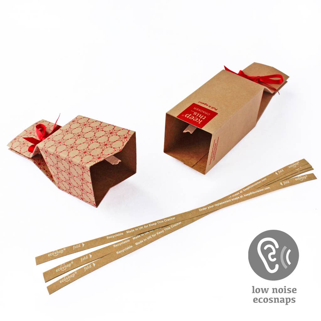 Keep This Cracker – wholesale Christmas decoration – Reusable Crackers pack of 6 - Kraft Snowflake design4