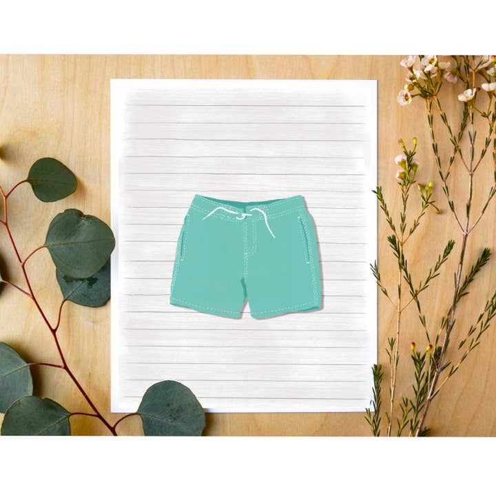 Zwembroek Art Print, lichtturkoois voor wholesale door Art and Soul