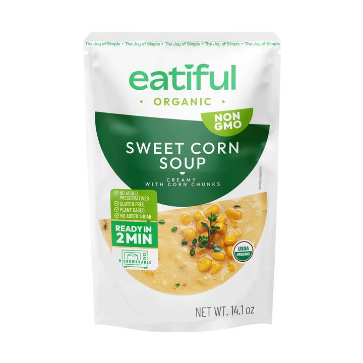 Soupe de maïs doux biologique Eatiful pour la vente par Point One International