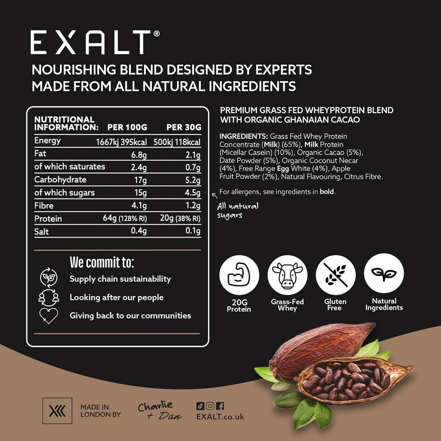 EXALT – Engroshandel Protein-/superfoodpulver – Valleproteinpulver | Økologisk Kakao1
