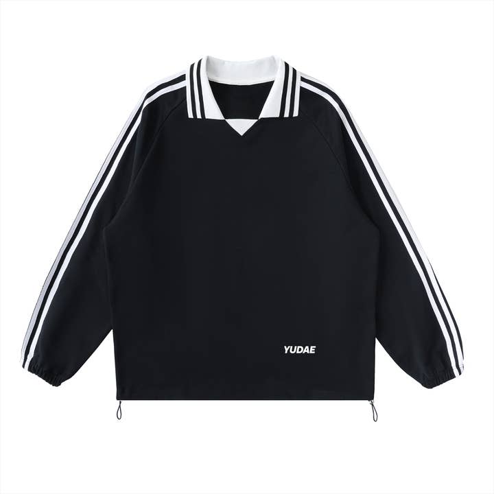 YUDAE - Wholesale Sweatshirt - Unisex - Contrast Striped Lapel Collar Sweatshirt2