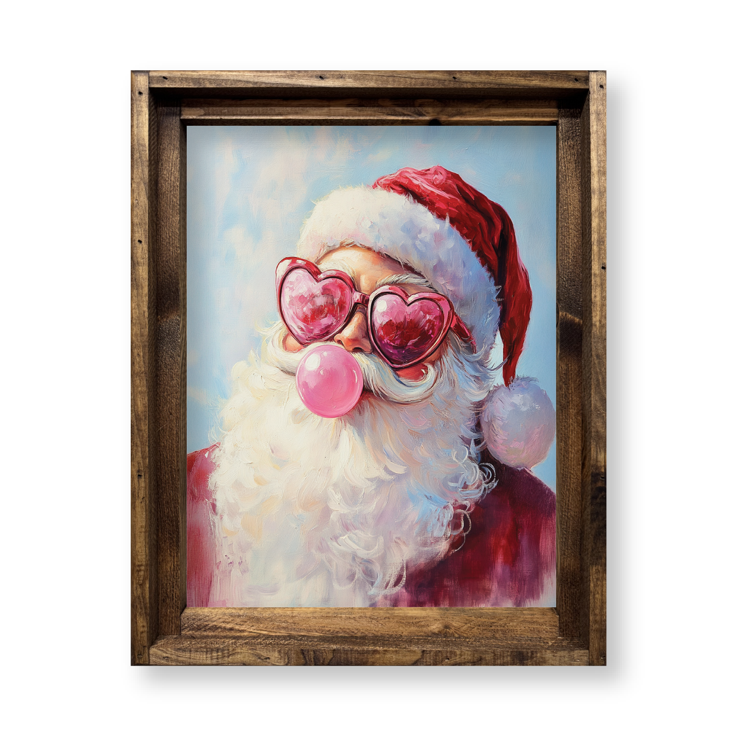 Jarmz Designs - Wholesale Christmas Wall Art - FRAMED CANVAS HEART GLASSES BUBBLE GUM SANTA1