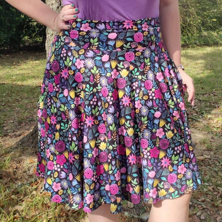 Chalkboard Floral Circle Skirt for wholesale by Southwest Legging Company