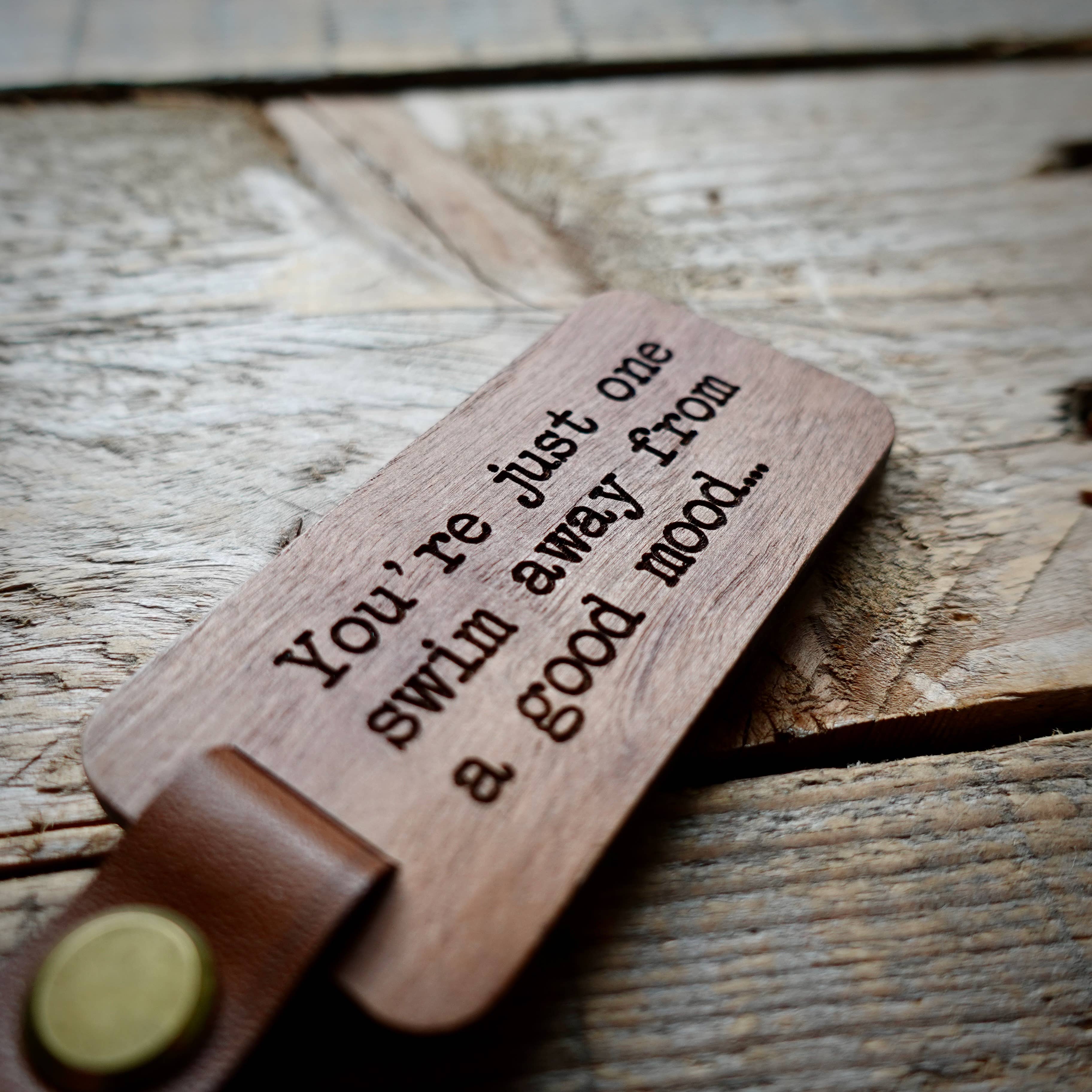 EllieBeanPrints - Wholesale Keychain - Unisex -  You're Just One Swim Away From A Good Mood Wooden Keyring.2