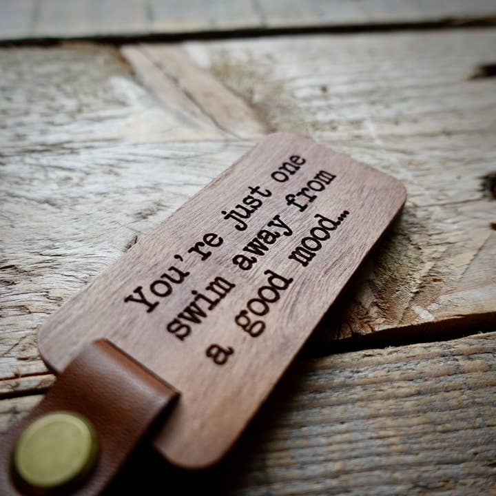 EllieBeanPrints – wholesale Keychain – Unisex – You're Just One Swim Away From A Good Mood Wooden Keyring.2