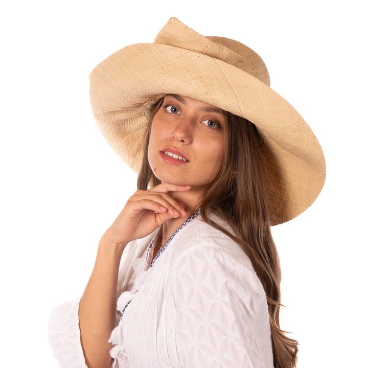 Shebobo - Vendita all'ingrosso Cappello di paglia - Donna - Cappelli di paglia Shebobo con tesa larga da 12,7 e 17,8 cm e grande fiocco tinta unita2