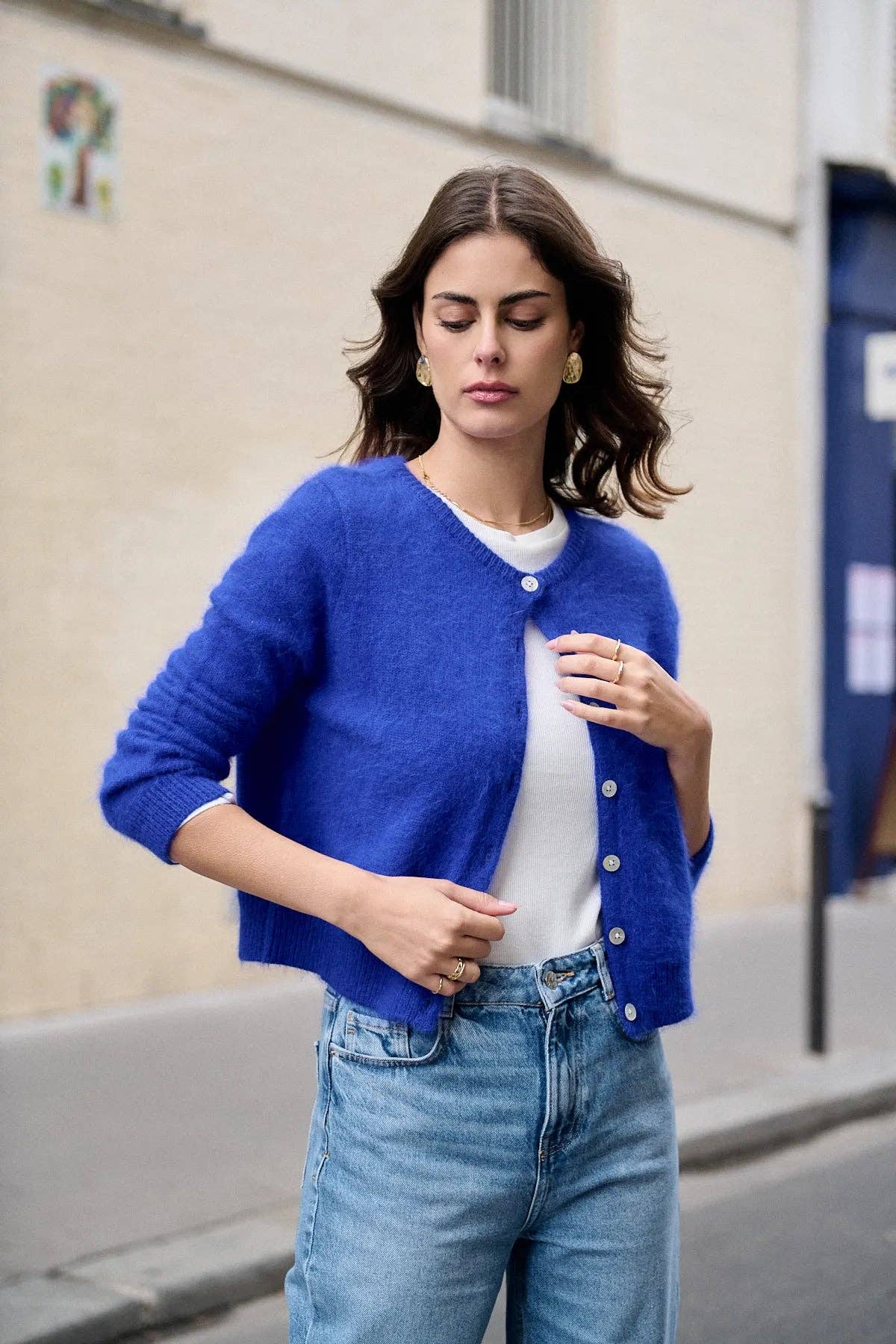 Nathael Paris – wholesale Kofta - Dam – Angorakofta med pärlemorknappar5