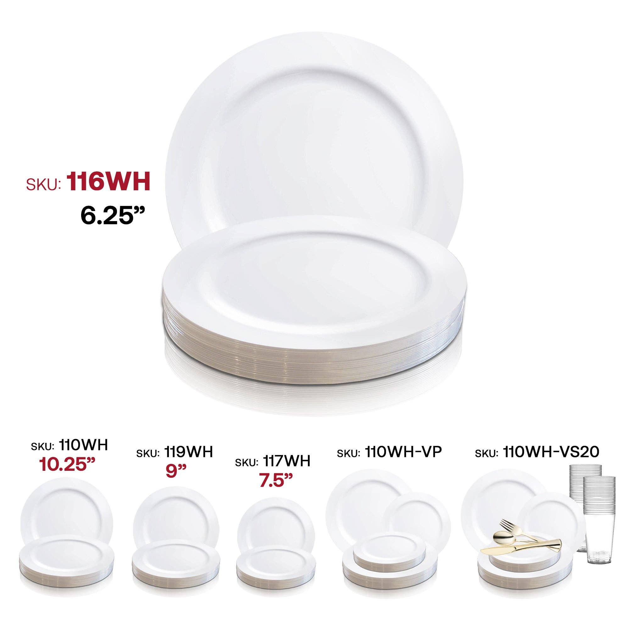 Smarty had a Party - Wholesale Disposable Plate - 6.25" White Economy Round Plastic Pastry Plates - 10 pcs5