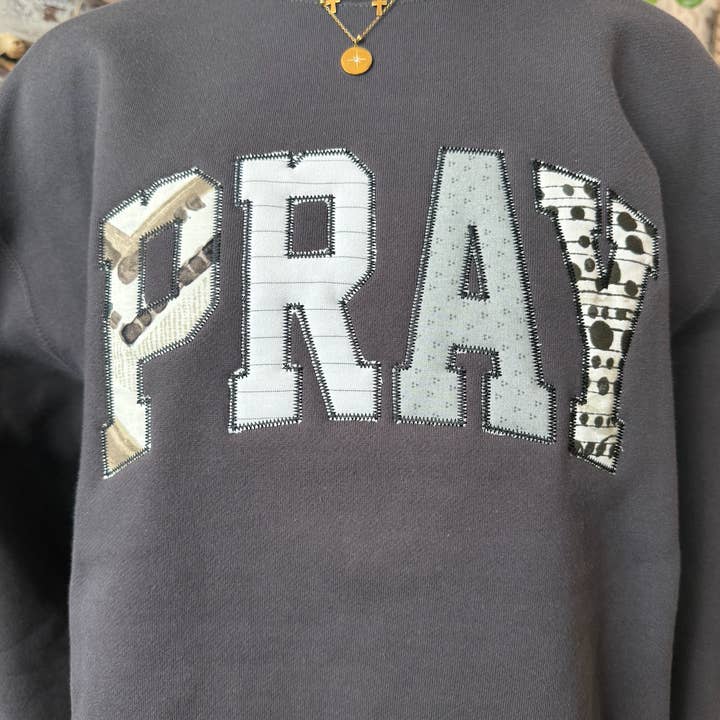 PRAY Applique Sweatshirt for wholesale by West Anna Designs