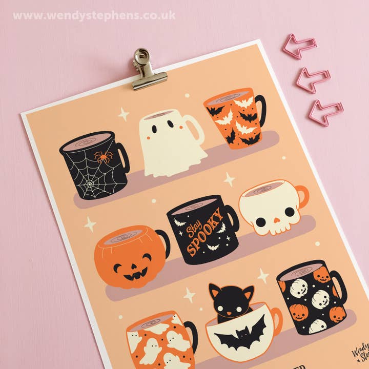 Spooky Coffee Mugs Spooky Art Print for wholesale by Wendy Stephens Art
