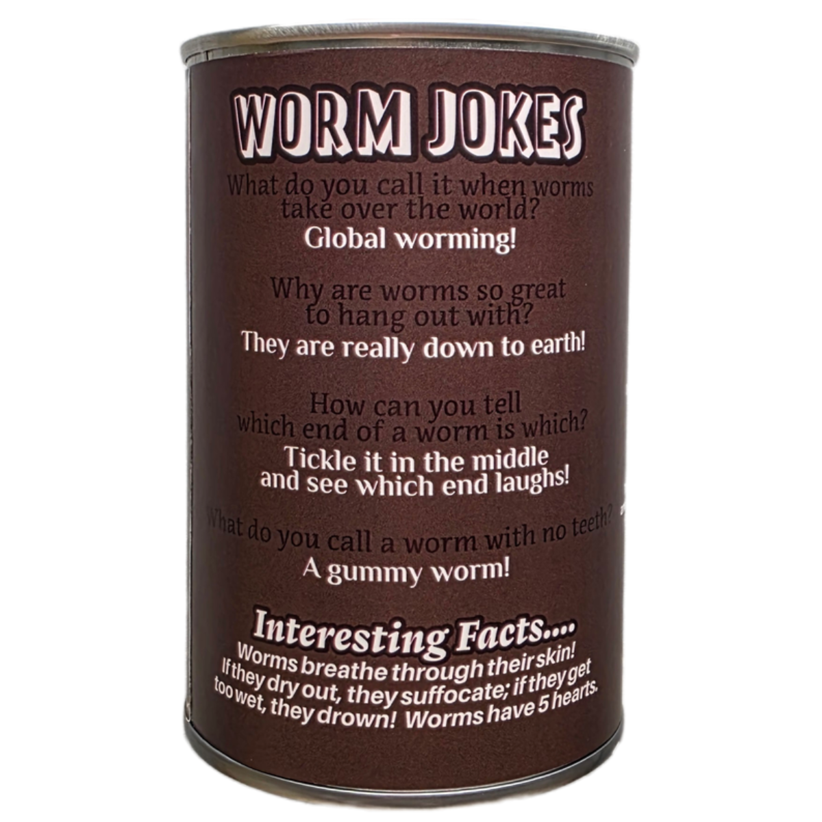 Canned Gifts - Wholesale Gag Gift/Novelty Gift - Can O' Worms - EcoFriendly Plush Gift for Fishermen w/Jokes2