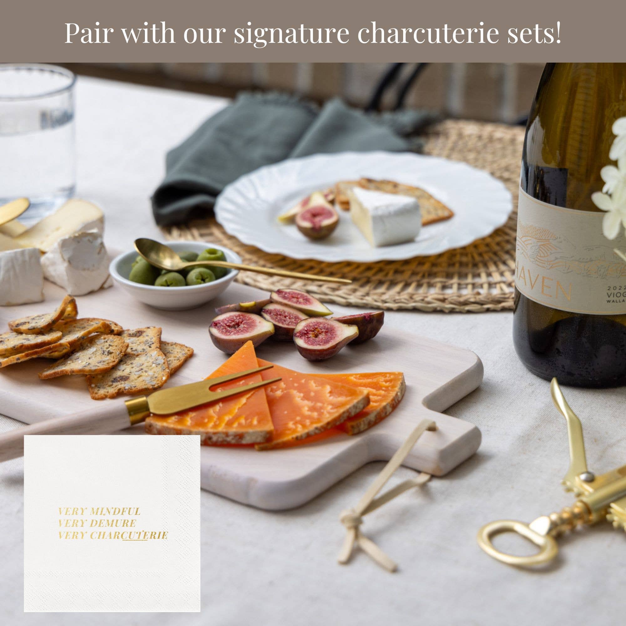 HOST at HOME by The Bamboo Abode - Wholesale Disposable Napkin - Demure Charcuterie Cocktail Napkin White & Gold - Set of 202