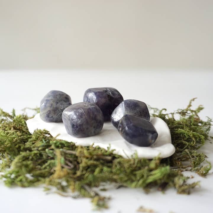 Blue Sapphire Wisdom Bundle Bag, Raw Crystals Holiday Decor for wholesale by Raw Stone Elegance