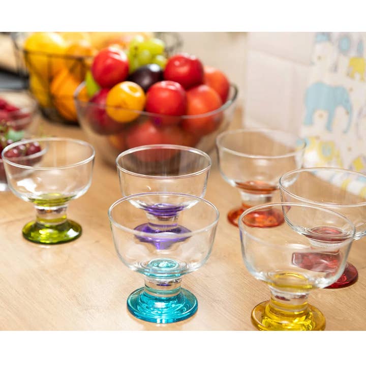 Hakan – Engroshandel Skål – Destina Farverigt glasisskål sæt med 6, dessertkopper5