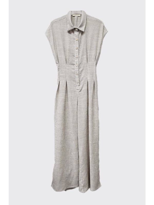 Natural Striped Linen Cut Out Back Jumpsuit for wholesale on Faire11