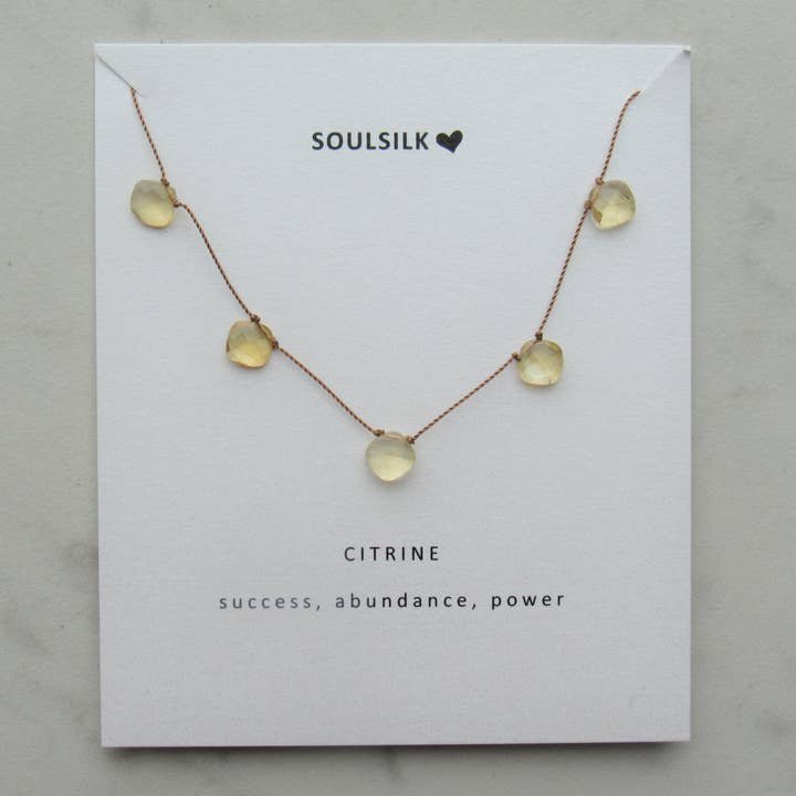 Soulsilk - Wholesale Pendant/Charm Necklace - Citrine 5 Stone Necklace- Happiness