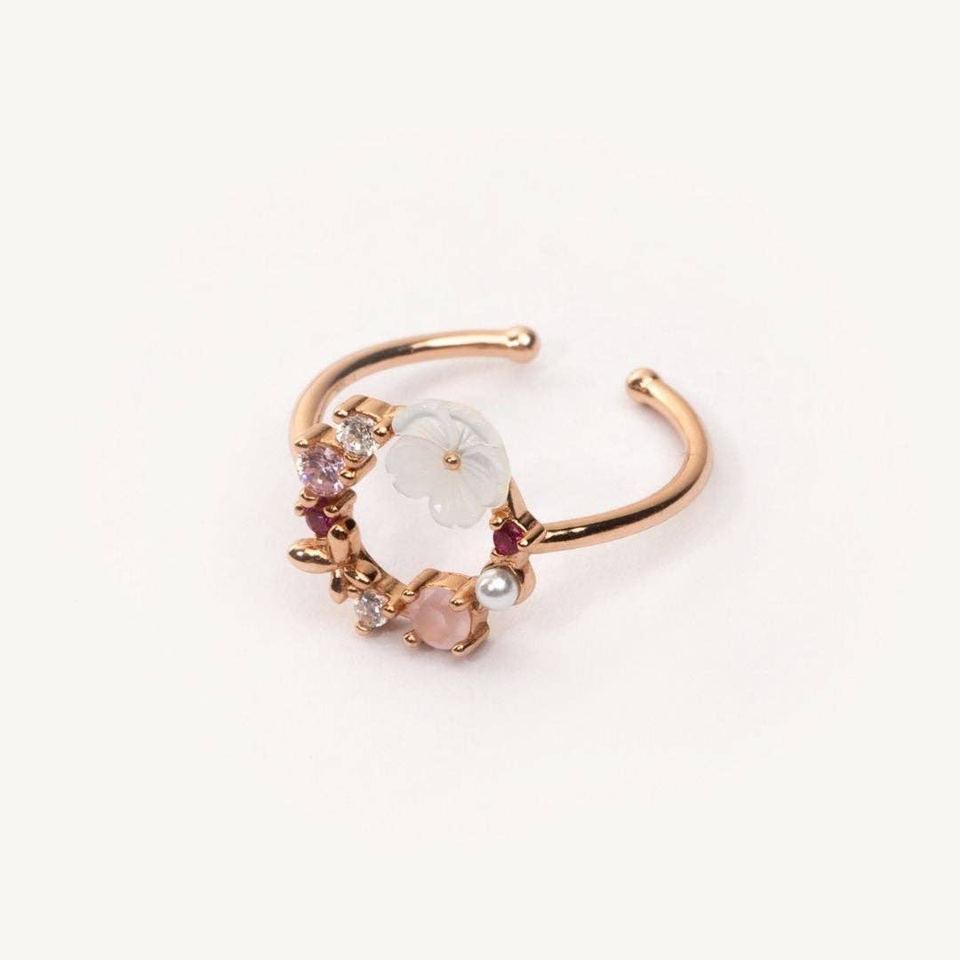 Les Joyaux d'Aure - Venta al por mayor Anillo con gemas - Anillo con flores de color lila4