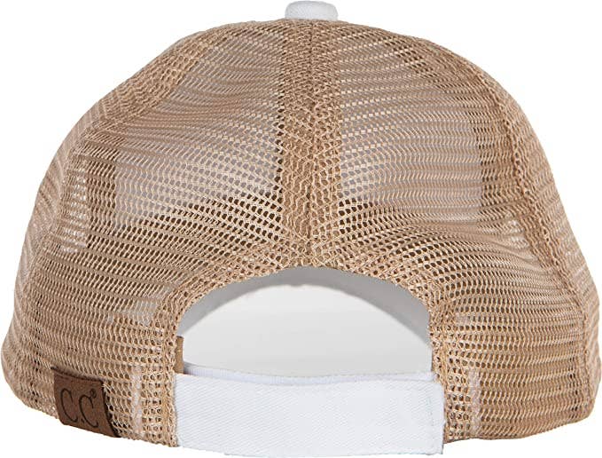 Funky Junque – Großhandel Trucker-Cap – Damen – Trucker-Mütze (Weiß/Beiges Netz)2