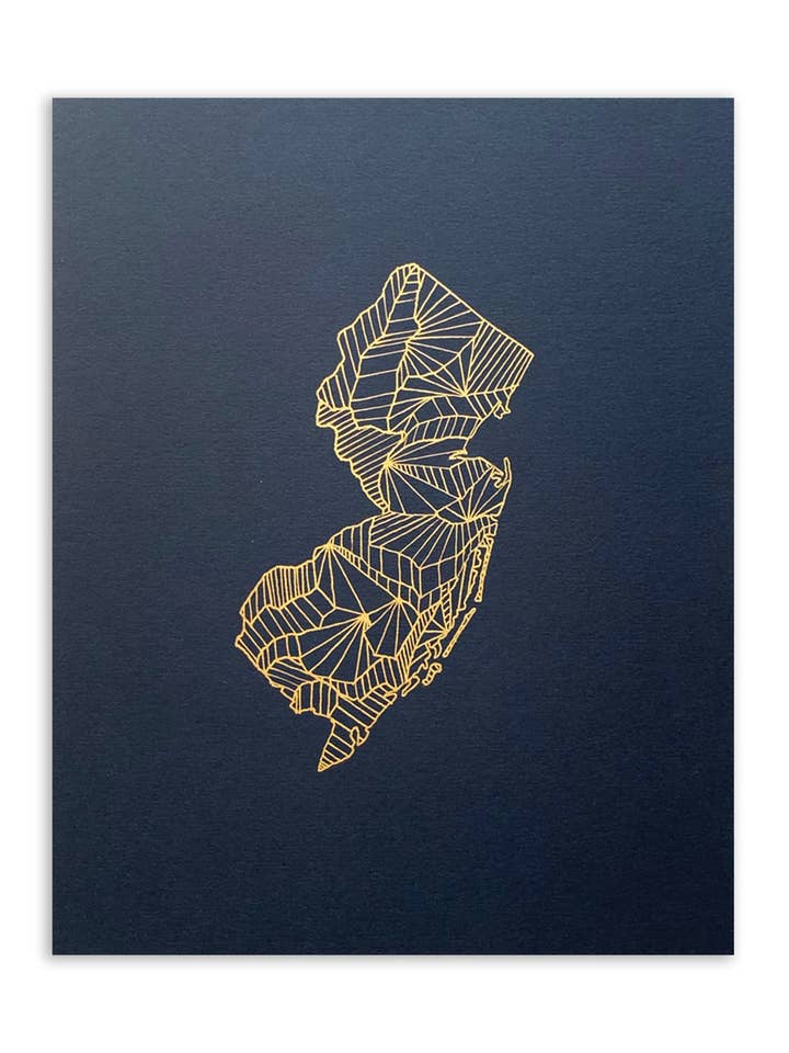 New Jersey map | screenprint for wholesale by Suz Bax Art