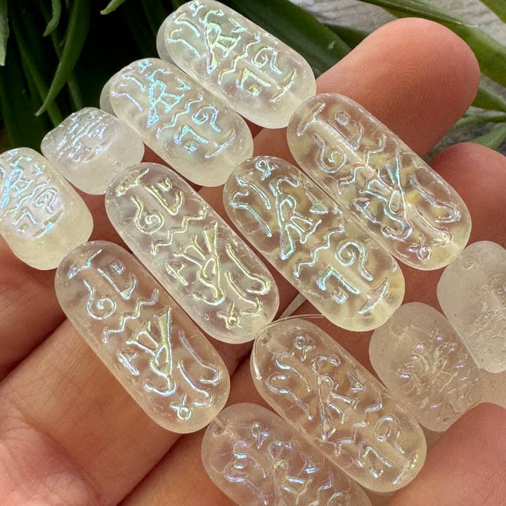 Wild Design Co - Wholesale Beads - Egyptian Hieroglyph Czech Glass Horus Bird Cartouche Beads