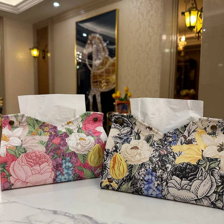 ACCITY - Wholesale Tissue Box - CREATIVE OIL PAINTING FLOWER LEATHER TISSUE BOX_CWMM2242