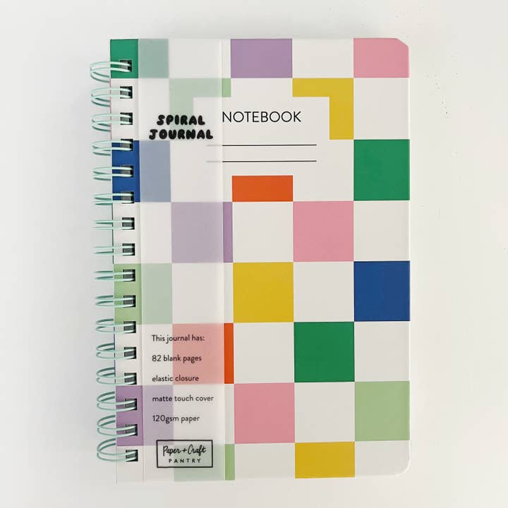Blank Spiral Journal: Checkered for wholesale by The Paper + Craft Pantry