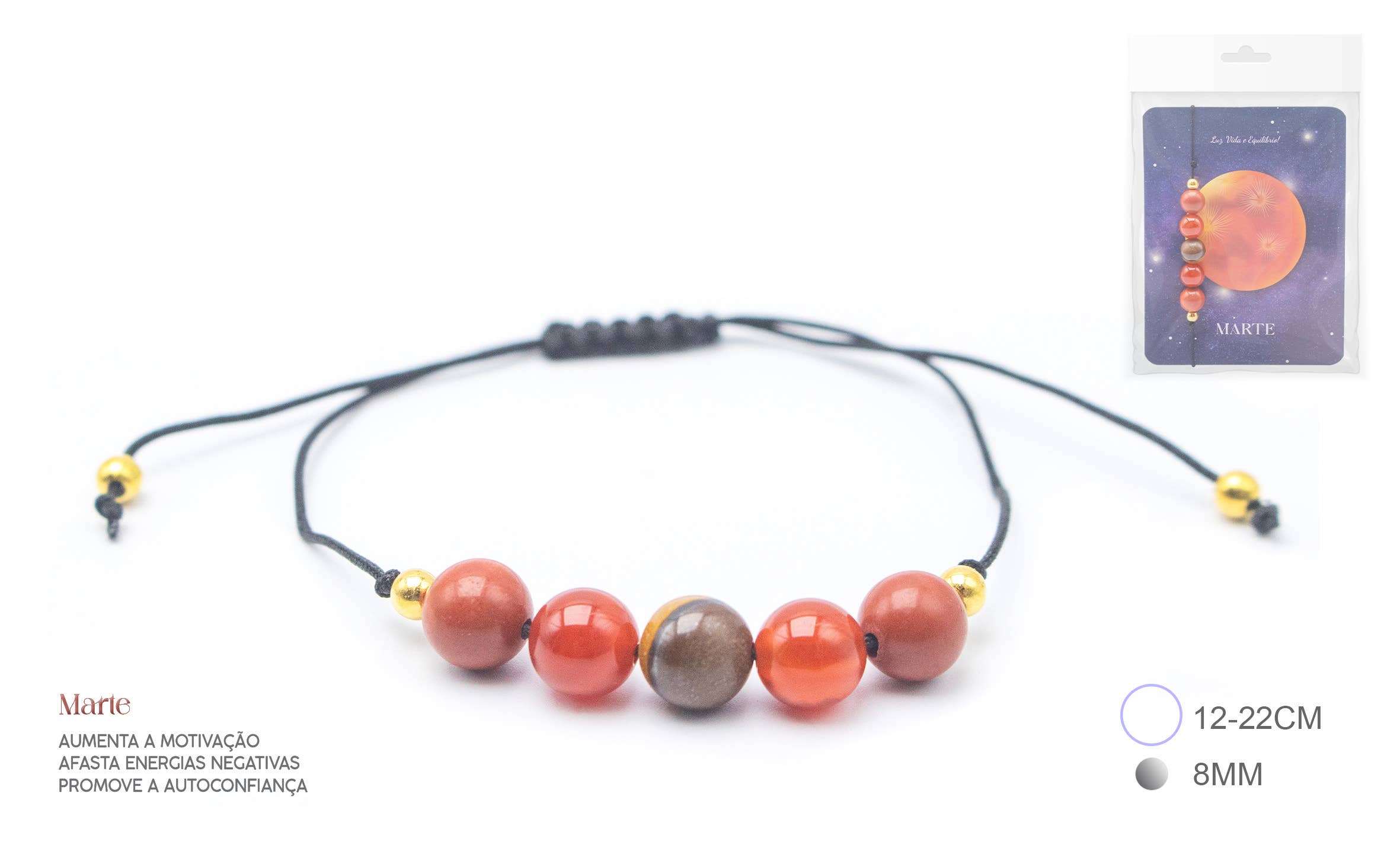 Esoterica Arte - Vendita all'ingrosso Bracciale con perline - Bracciale Pianeta Marte 8mm (6pezzi)0