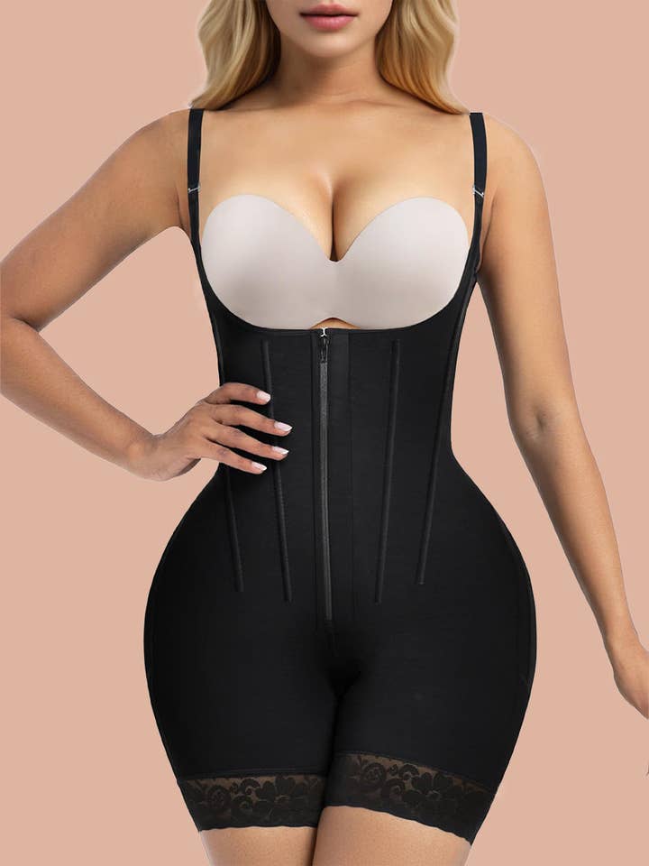SHAPERX Fajas Colombianas Open Bust Tummy Control Shapewear for Women with Butt Lifter Adjustable Straps for wholesale by SHAPERX