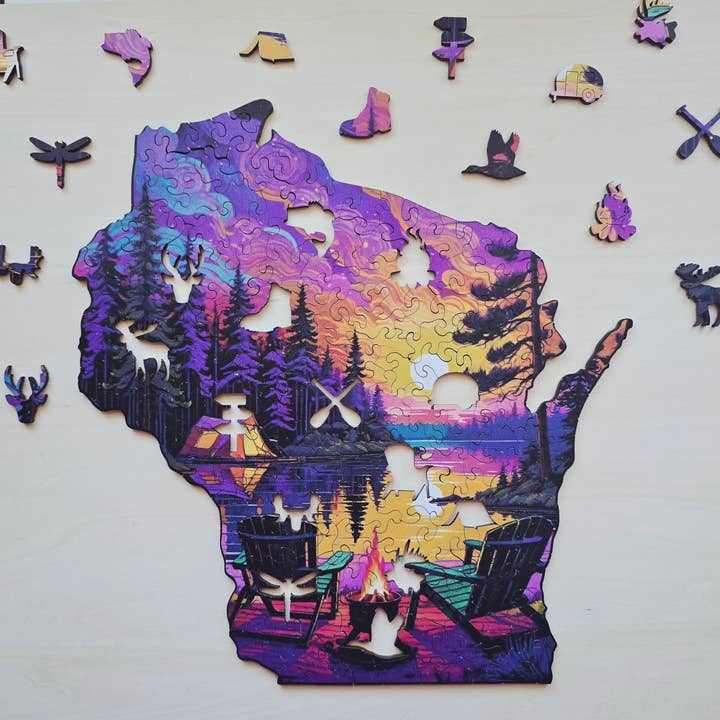 Art Factory LLC - Wholesale Puzzle - Adult - Wisconsin state wooden puzzle4