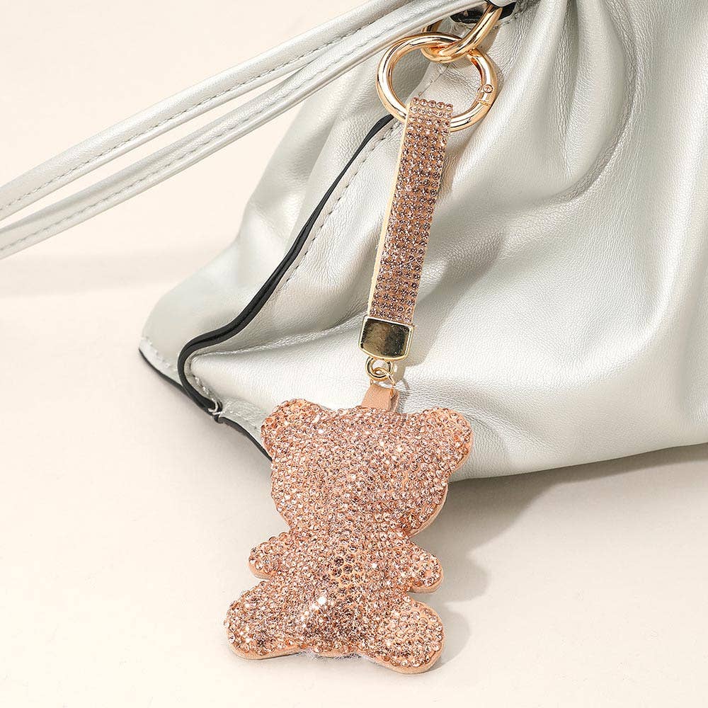 Sensibling Corp. - Vente Porte-clés – femme - Porte-clés / Charme de sac en forme d'ours en peluche incrusté de strass4