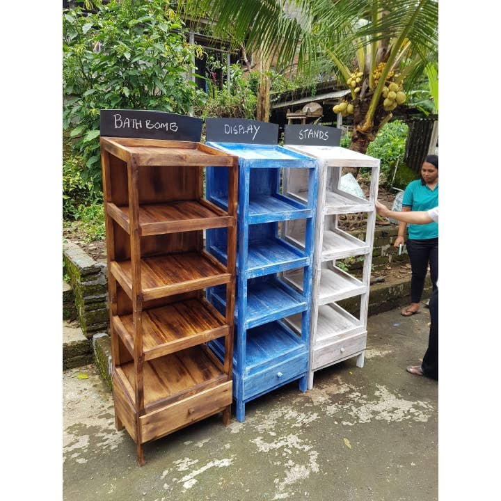 AW Artisan - Wholesale Bottle and shot glass display - Bath Bomb 5 Shelf Display - White2