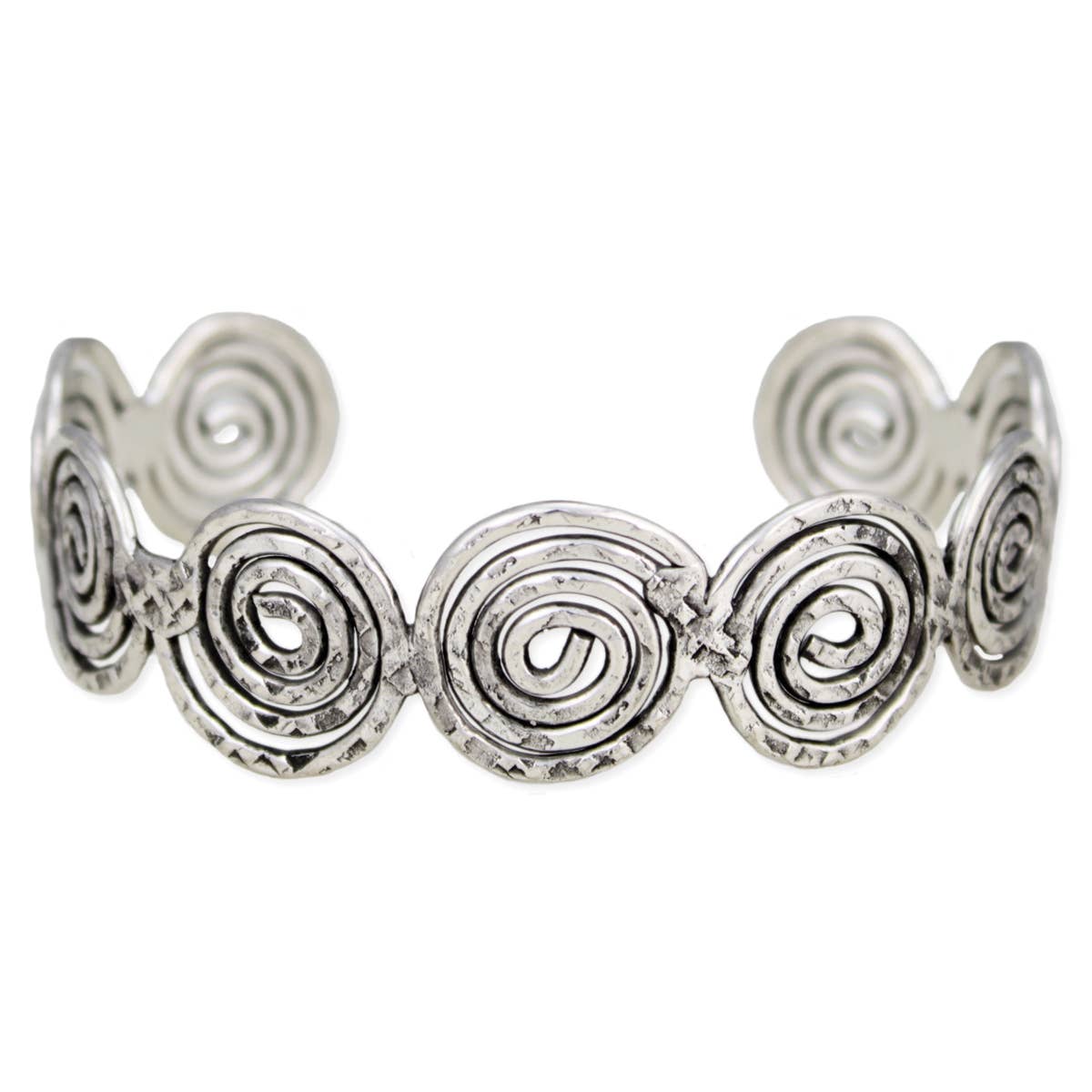 ZAD – wholesale Cuff bracelet – Silver Hammered Spirals Cuff Bracelet1