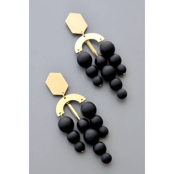 David Aubrey Jewelry - Venta al por mayor Pendientes colgantes - Pendientes HYLE78 Jet Glass con forma de poste2