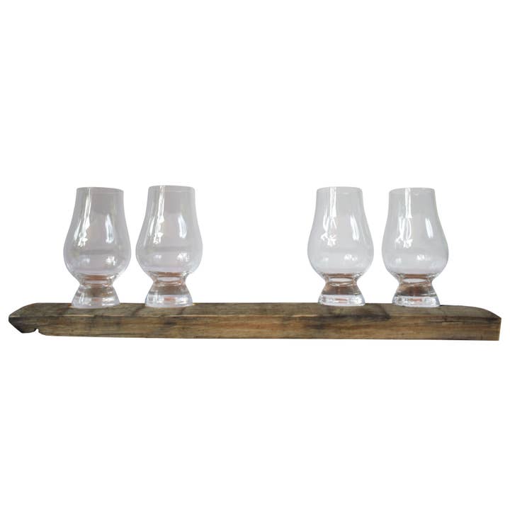 Layne Wilson - Wholesale Cocktail/Liquor Glass - Bourbon Flight Board with Four True Glencairn Glasses