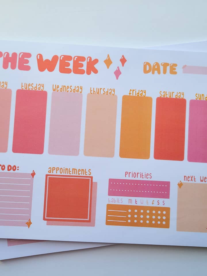 The Week Notepad, 8.5" x 11" Weekly Planner, To Do List for wholesale by Simplyhannahco