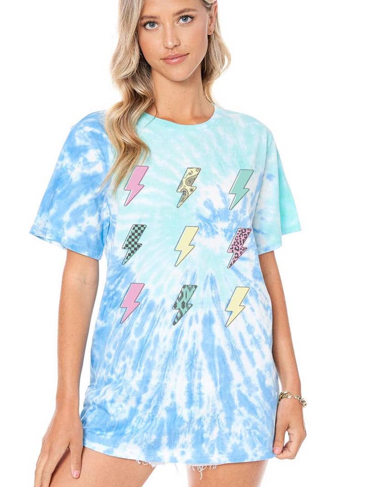 Bolts Bingo Vintage Graphic Tie Dye Top for wholesale by Foryeri
