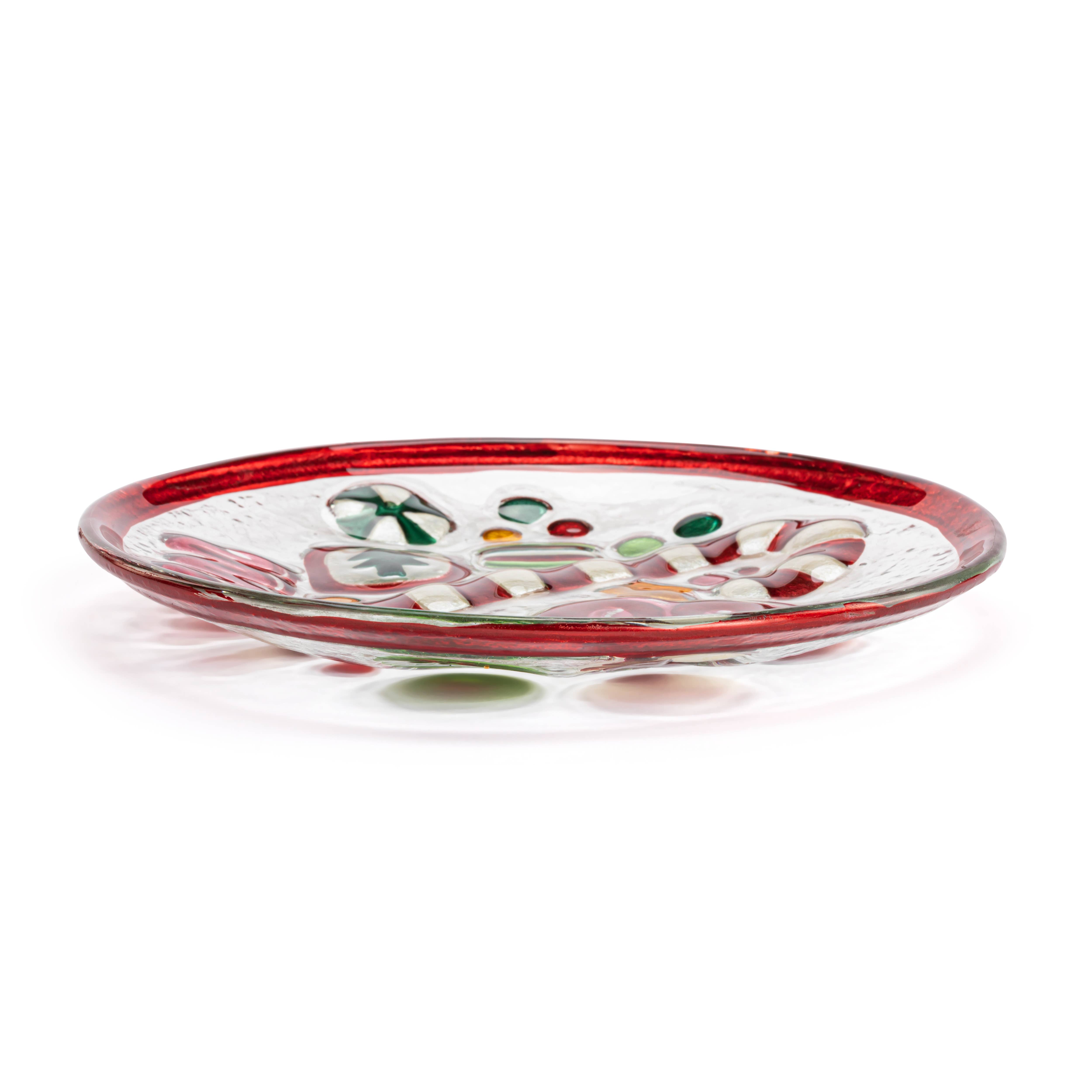 DEMDACO - Wholesale Serving Plate - Holiday Candy Mini Glass Round Plate - 6.5in1