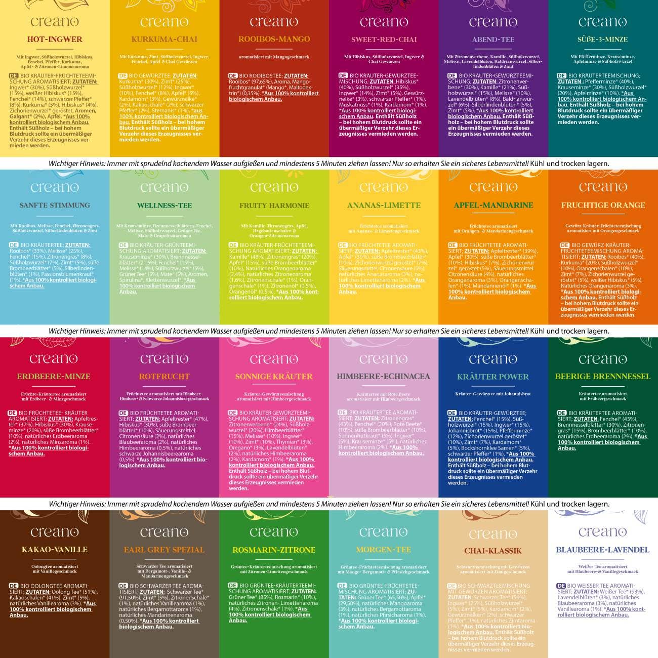 Creano - Vente Thé en vrac - Calendrier de l'Avent, paquet de 24 sachets de thé bio *²2