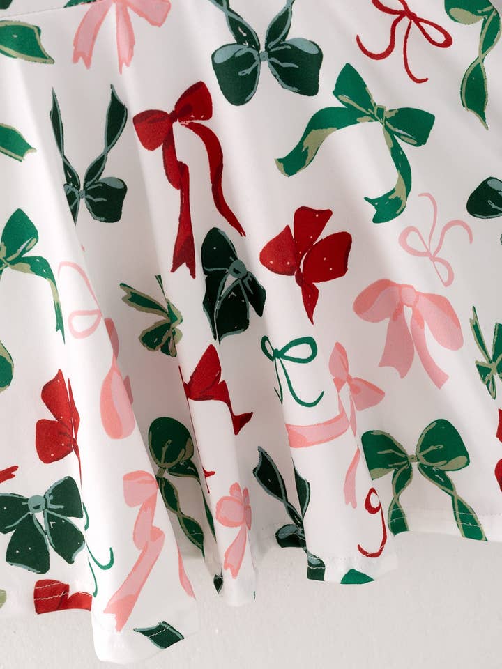 Rylee Faith Designs - Wholesale Dress - Kids - Girls Christmas Bow Print Dress