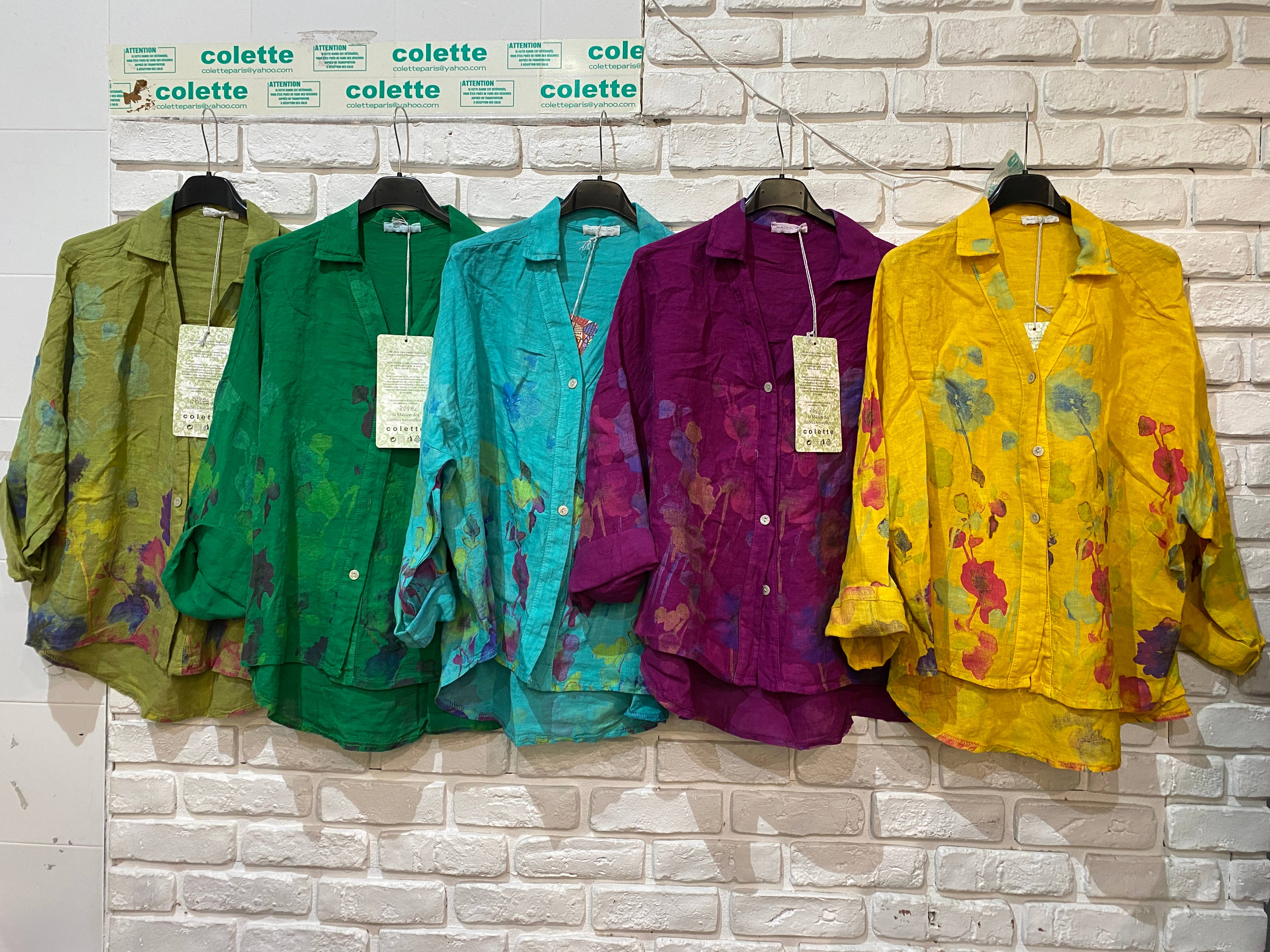 la maison des fibres naturelles – wholesale College/Baseball Jacket - Women’s – Floral print blouse 20984 100% linen16