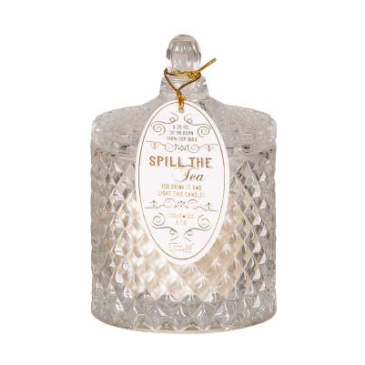 Crystal White Spill the Tea Candle for wholesale by Totalee Gift