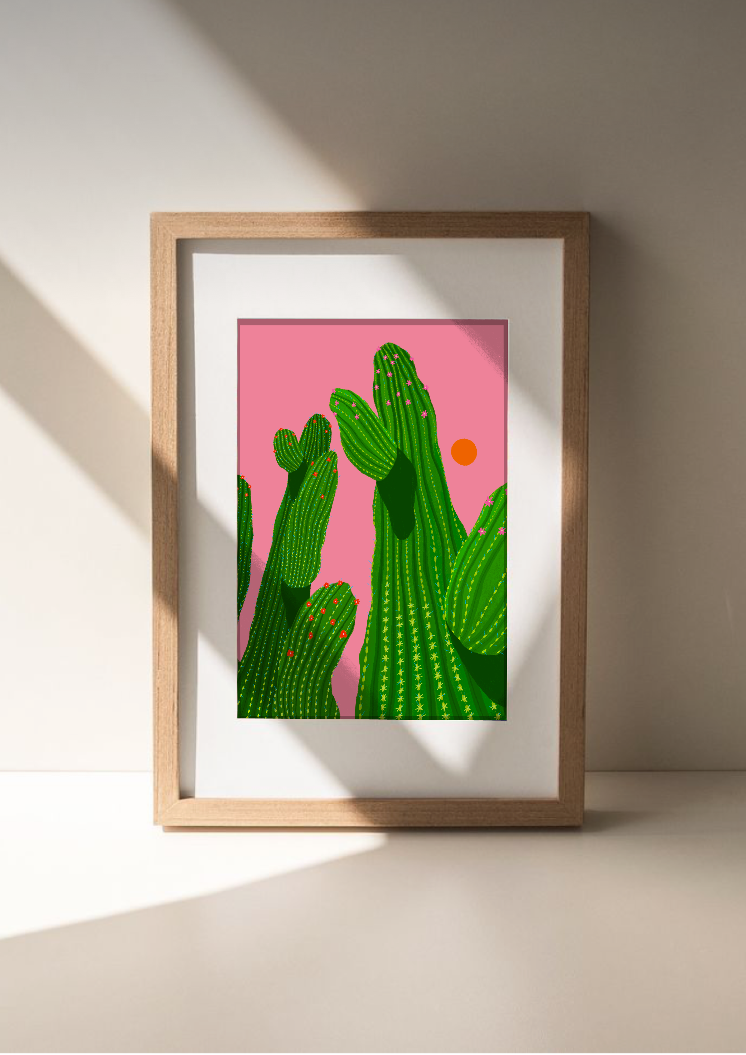 Emily Palmer Illustration - Wholesale Art Print - Illustrated Wall Art Print -  Pink Cactus1