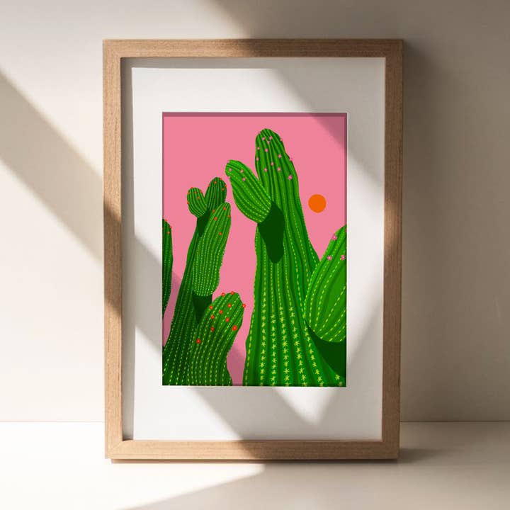 Emily Palmer Illustration - Wholesale Art Print - Illustrated Wall Art Print - Pink Cactus1